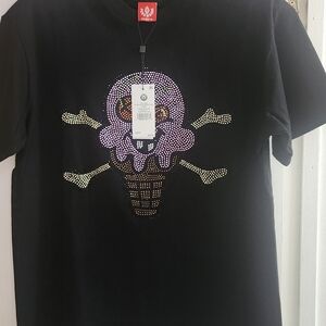 Black T-Shirt with Skull Ice Cream Design